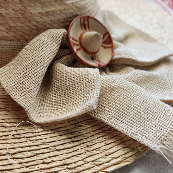 Handmade Tan Straw Southwestern Sun Hat Made In Mexico - Picture 6 of 8